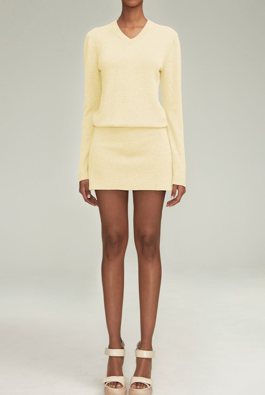 Knitwear BRANDON MAXWELL | The Celina Sweater Dress In Buttercream