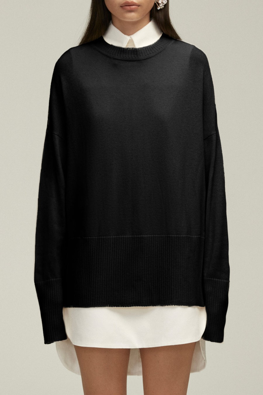 Tops BRANDON MAXWELL | The Relaxed Fit Sweater In Black